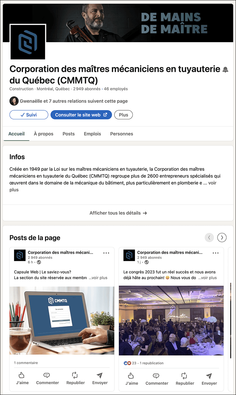 social media LinkedIn CMMTQ